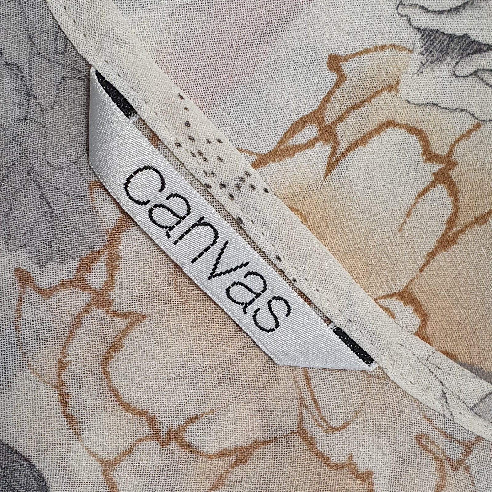 Canvas Vintage 90's Cream Floral V-Neck Long Sleeve Top Womens UK Size 14