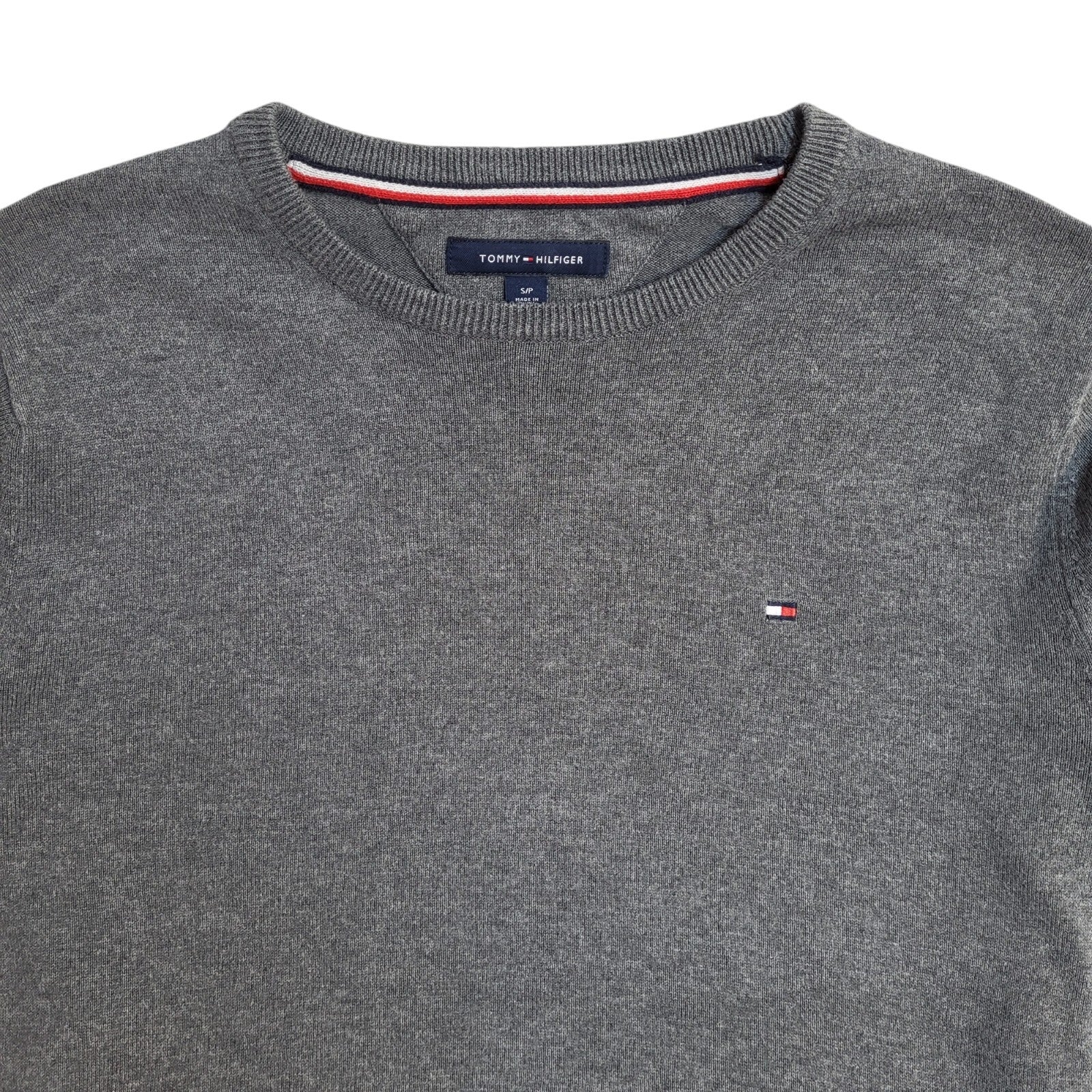 Tommy Hilfiger Y2K Grey Round Neck Long Sleeve Jumper Men's UK Size S