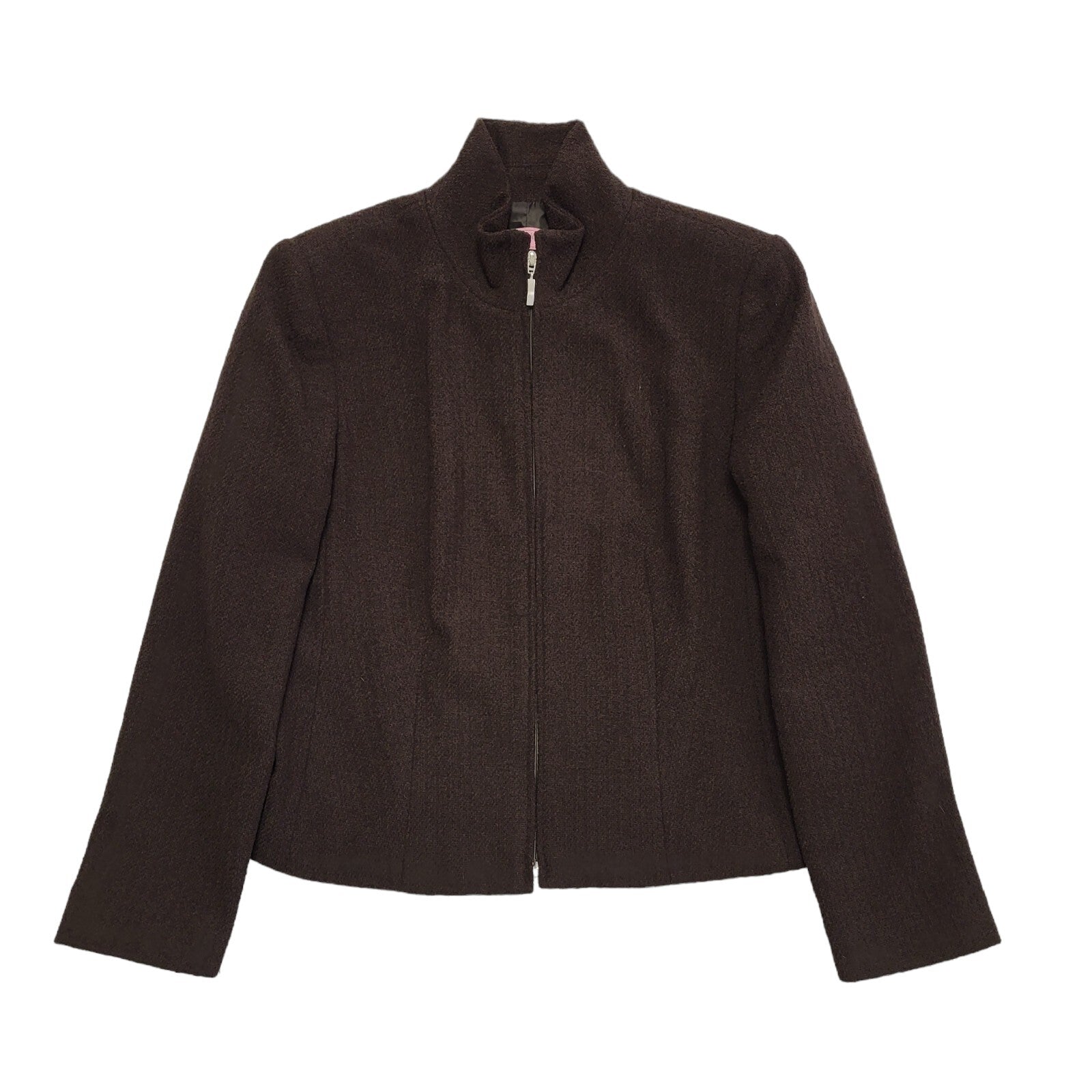 Eddie Taylor 90s Vintage Brown Zipped Blazer Jacket Uk Women's Size 16