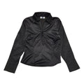 LAS Black Satin Vintage 90's 1/2 Button Collared Blouse Womens UK 10