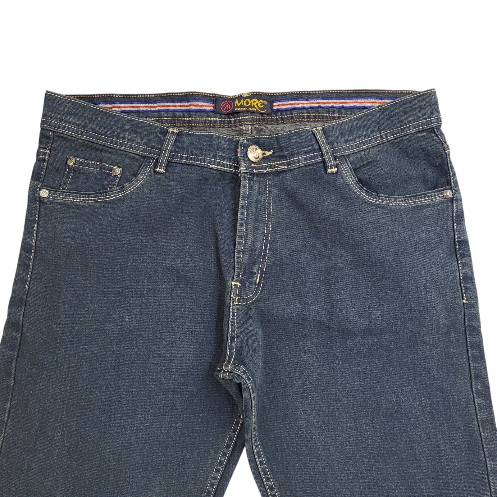 More Western Jeans Dark Blue Tapered Denim Uk Men's Size XL W36 L32
