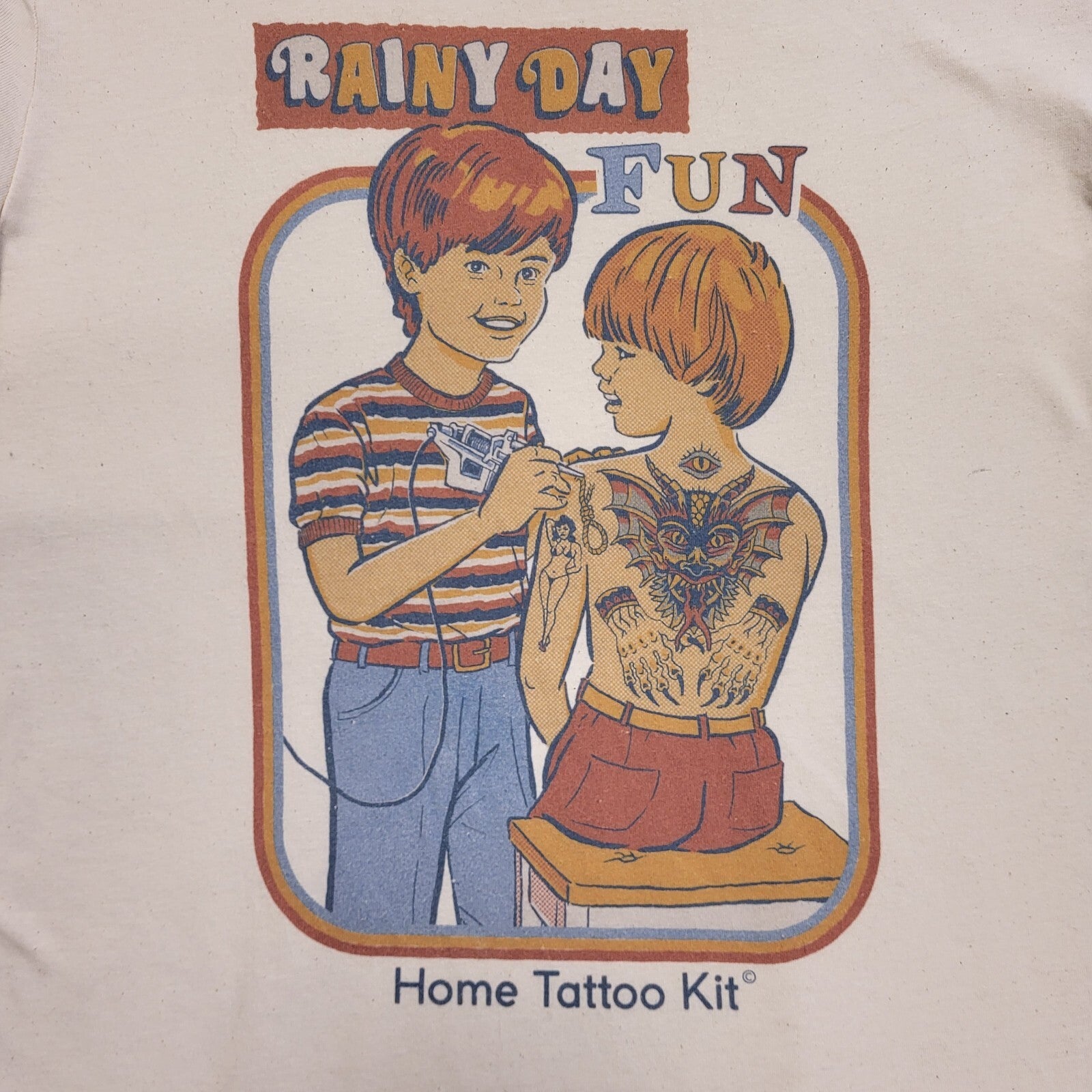 Stanley/Stella Vintage 80's Cream Rainy Day Fun Single Stitch T-Shirt Men's  M
