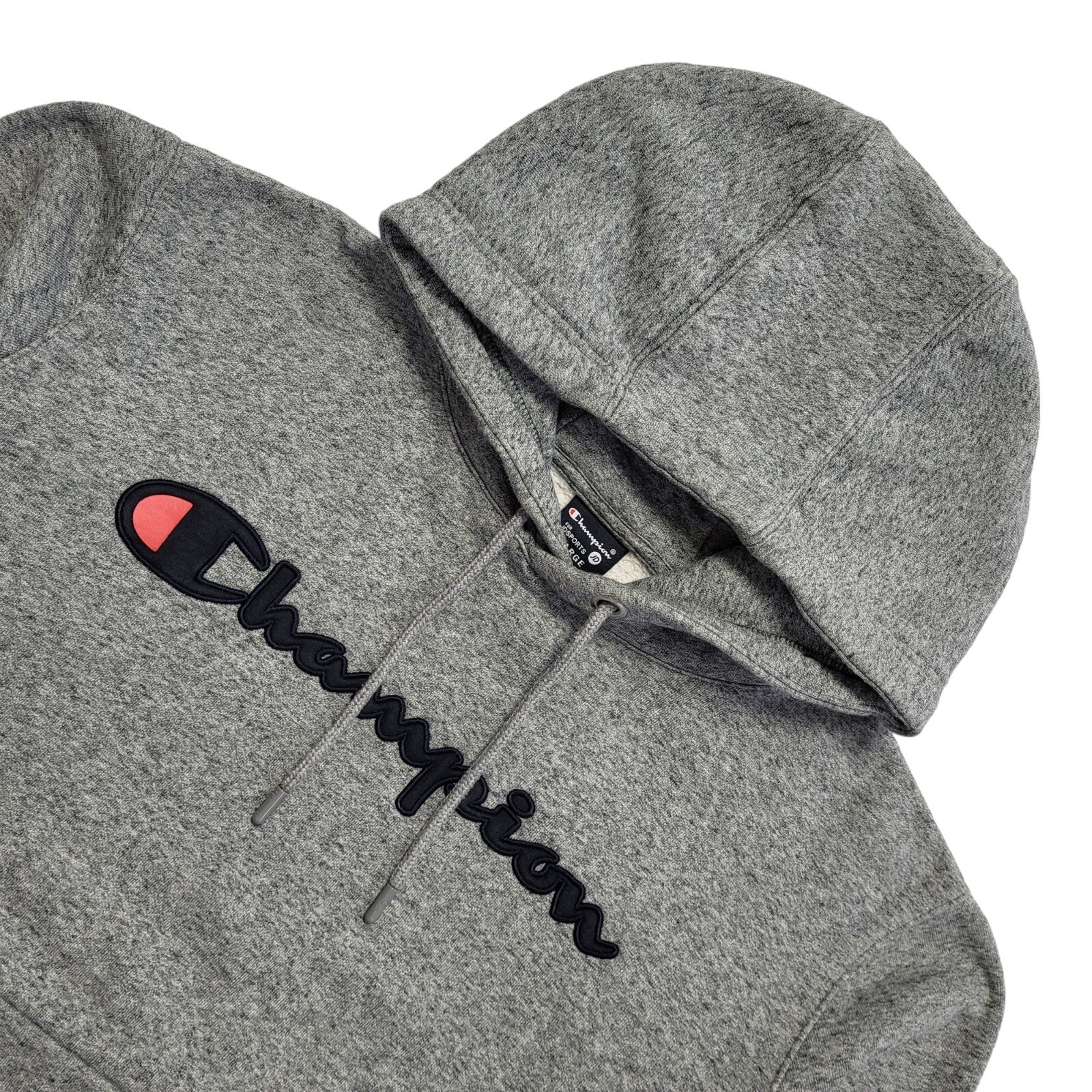 Champion Y2K Grey Short Sweatshirt Pullover Hoodie Uk Men' Size Large