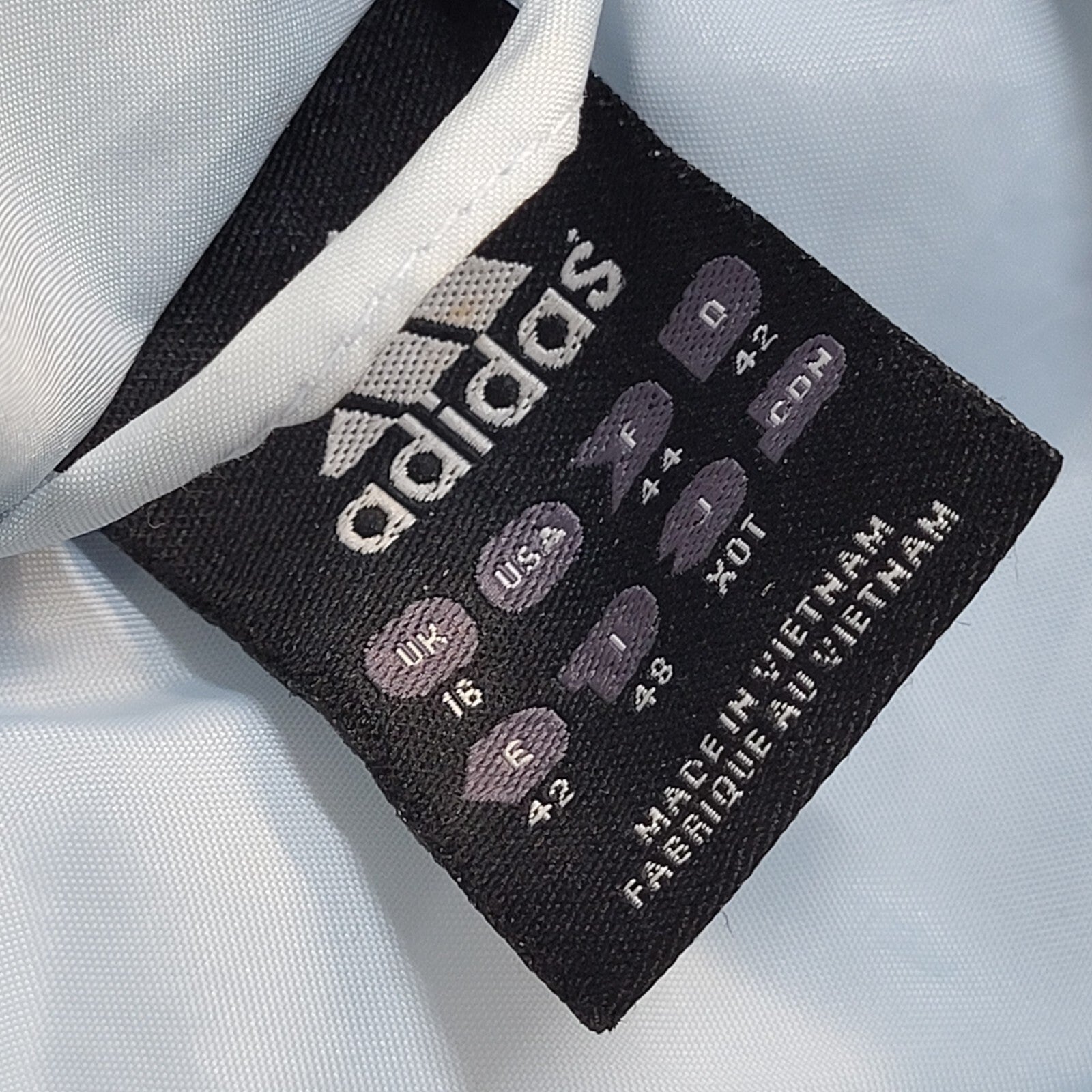 Adidas Vintage 90s Light Blue Quilted Sports Jacket Uk Women's Size 16
