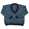 St Michael 80s Vintage Blue V-Neck Jumper Men's Size Medium