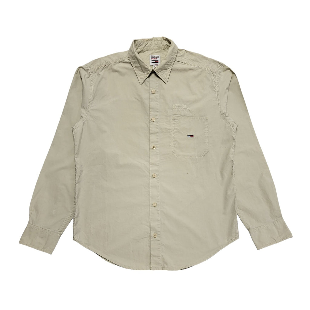 Tommy Hilfiger Vintage 80's Beige Long Sleeve Shirt Men's UK Size S