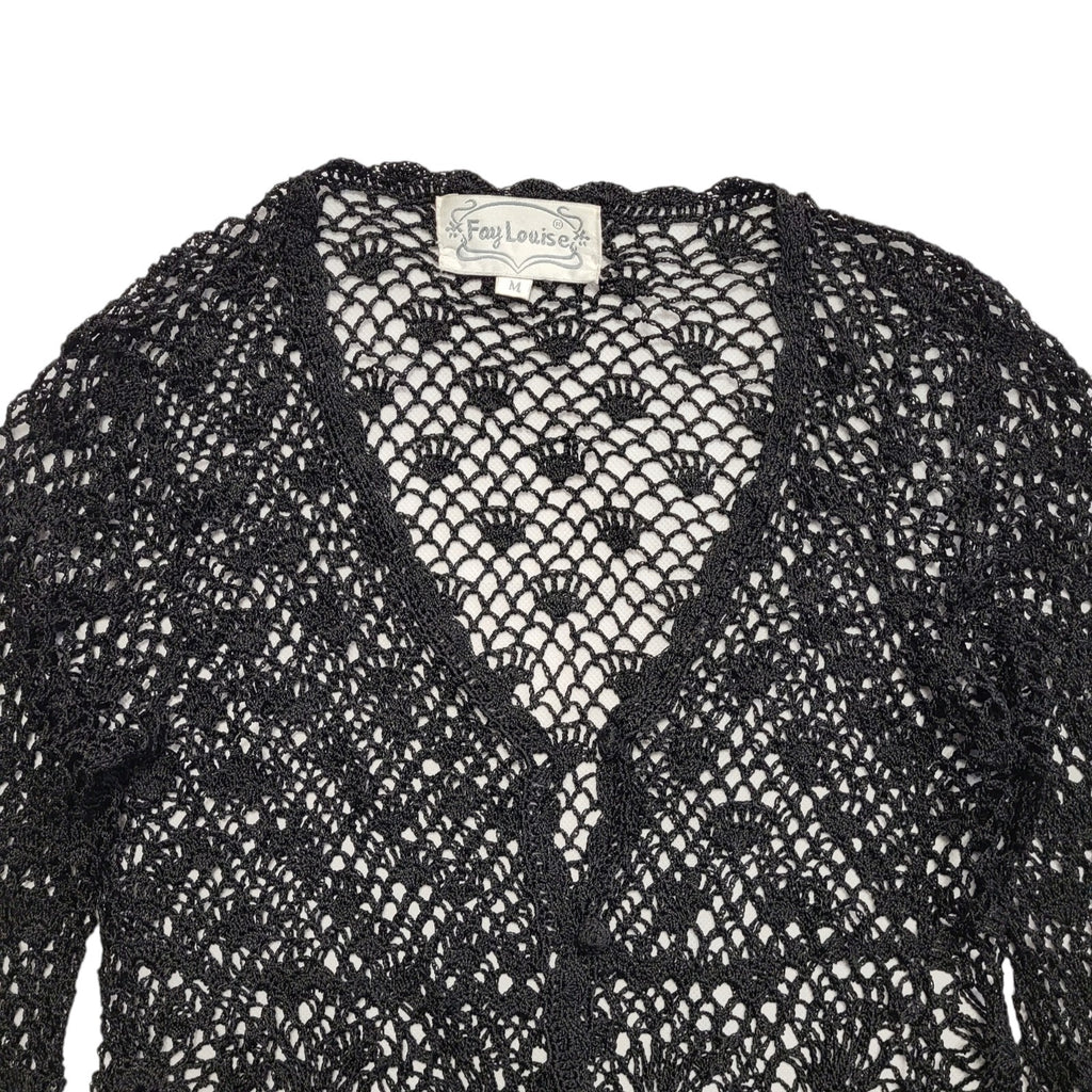 Fay Louise Vintage 90's Black  Button Up Long Sleeve Cardigan Women's UK M