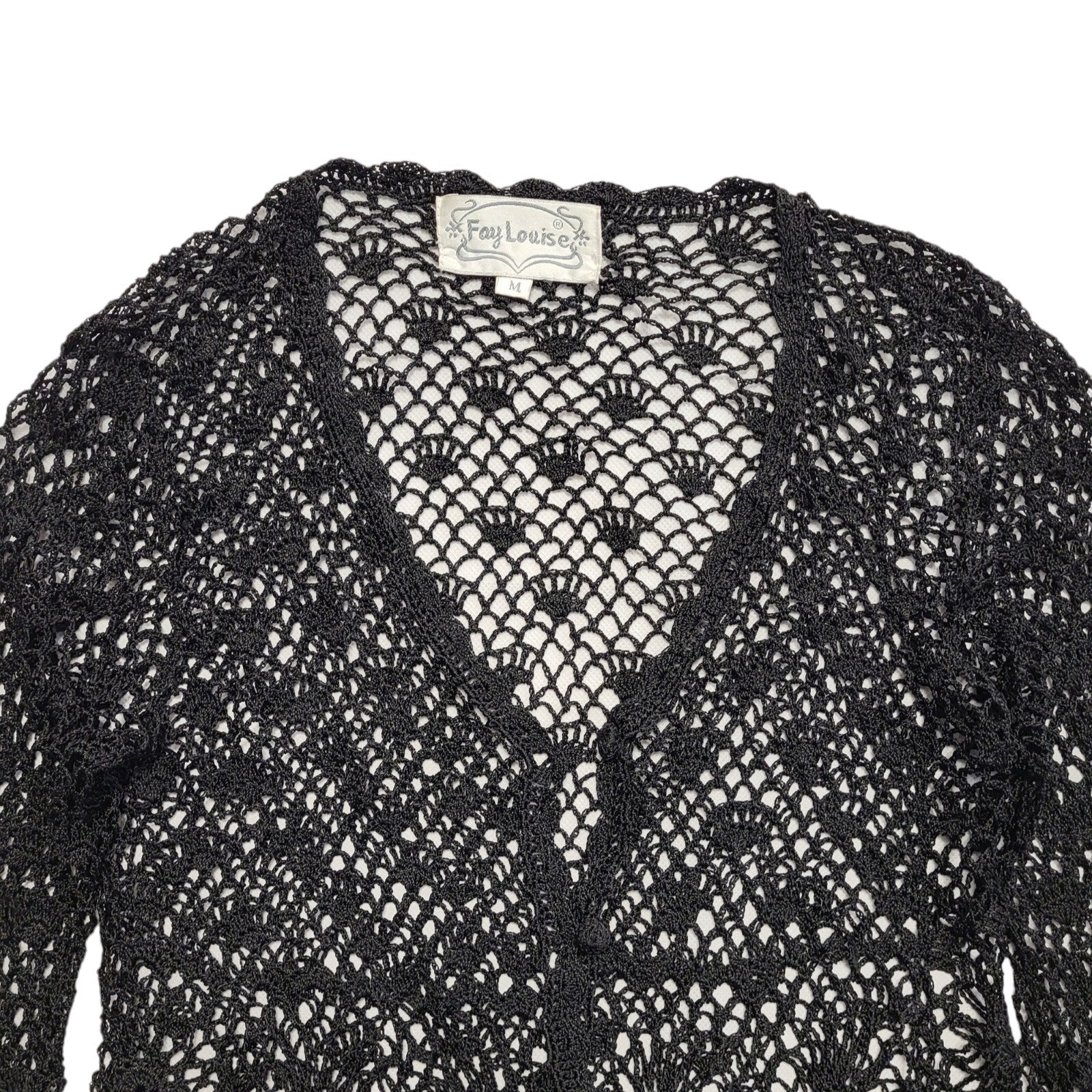Fay Louise Vintage 90's Black  Button Up Long Sleeve Cardigan Women's UK M