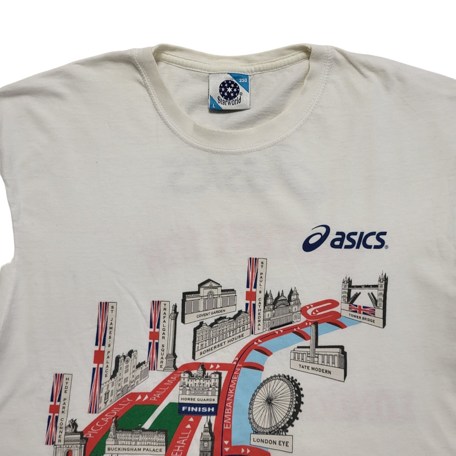 Oasis White London 10k 2010 Vintage Short Sleeve T-Shirt Mens Size L