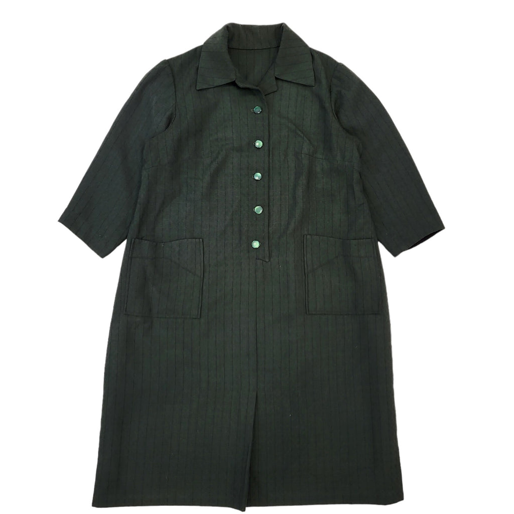 70s Vintage Green Button-Down Daywear Dress Women's Size 14 Eu 42