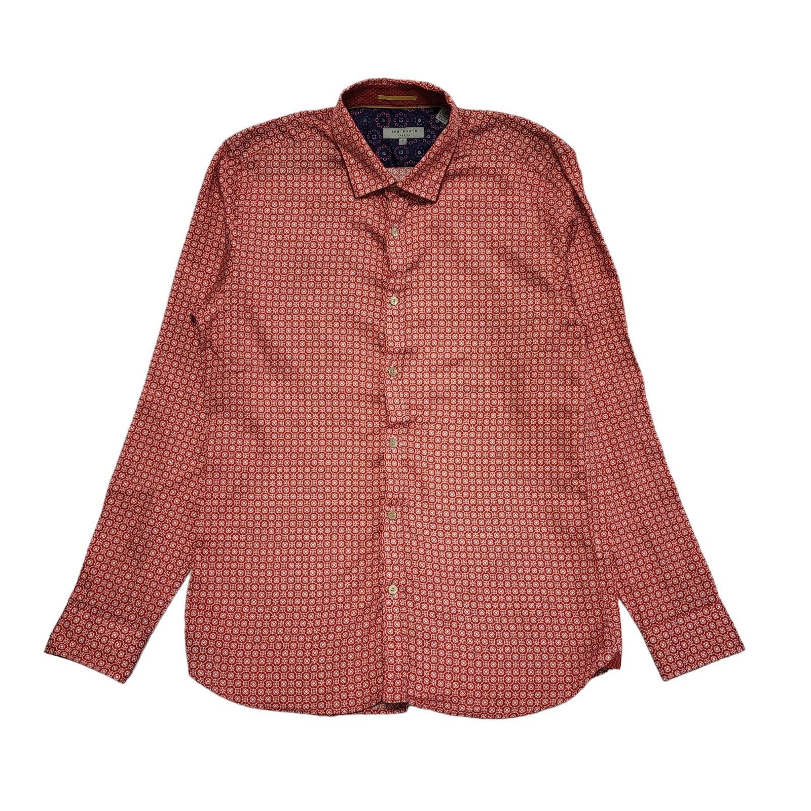 Ted Baker Y2K Red Geometric Long Sleeve Shirt Y2k Men's Size Medium