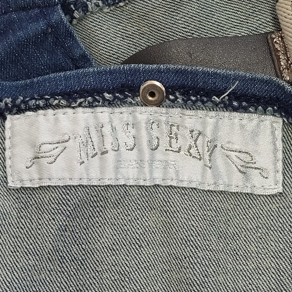Miss Sexy Blue Denim Vintage Y2K Waistcoat Button Front Womens UK 6