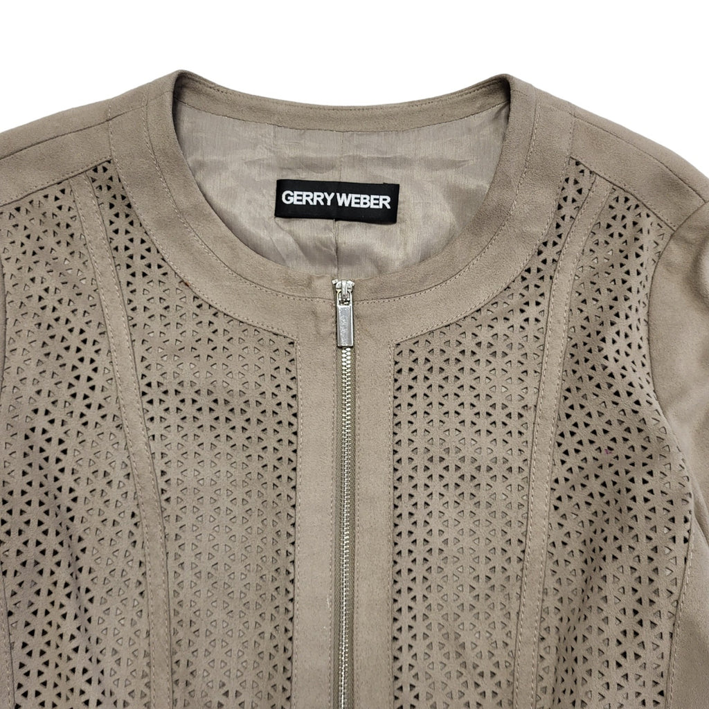 Gerry Weber Vintage Y2K Stone Faux Suede Jacket Uk Women's Size Small