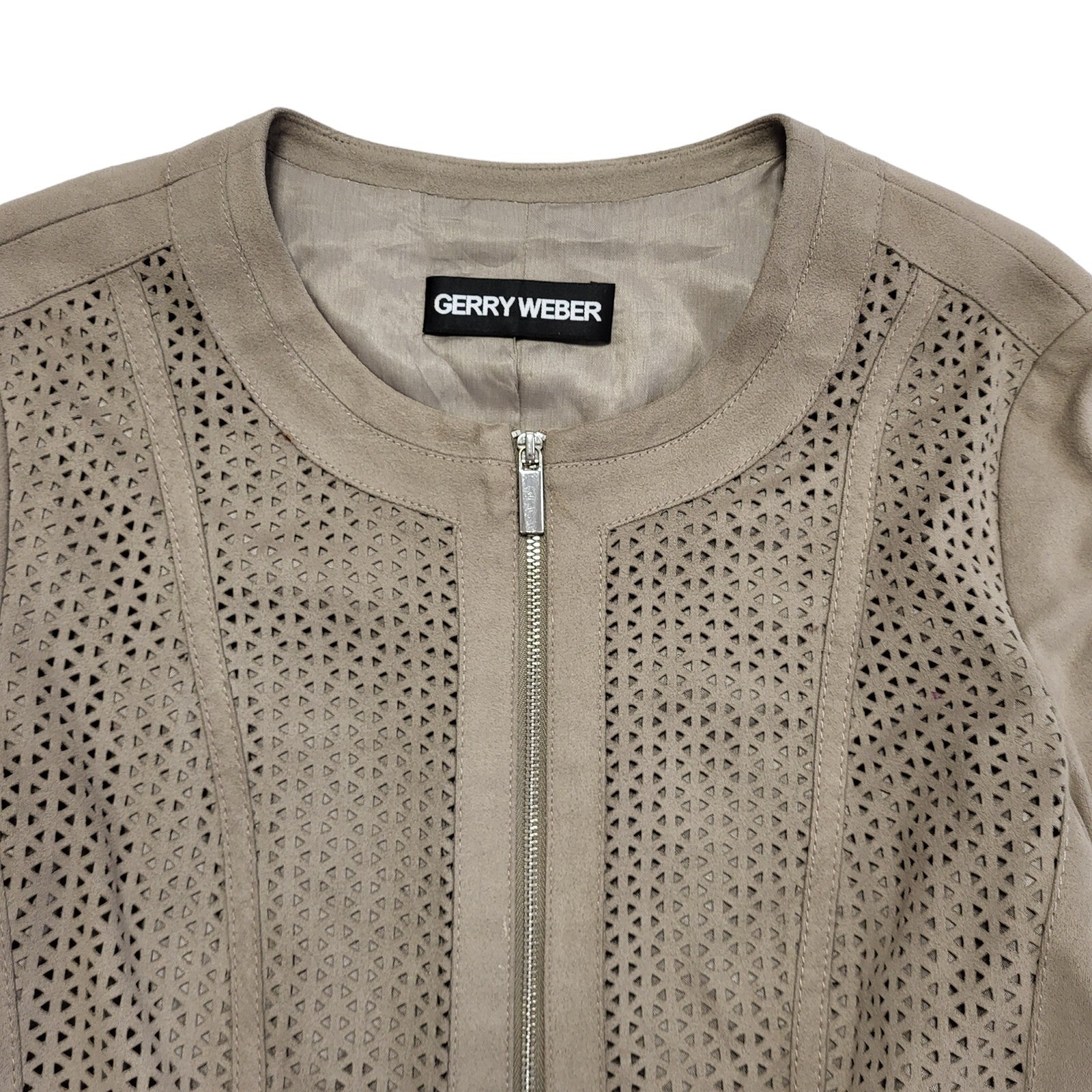 Gerry Weber Vintage Y2K Stone Faux Suede Jacket Uk Women's Size Small