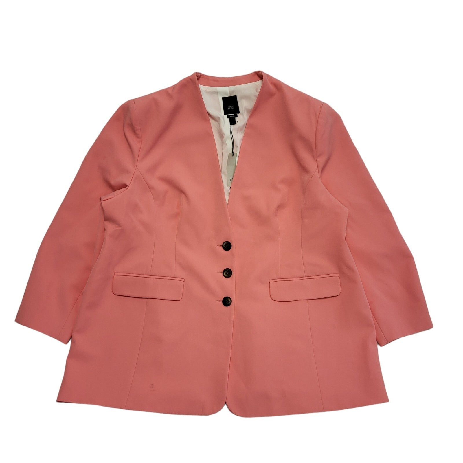 River Island Pink Y2K Vintage Button Sobet Rave Jacket Uk Women's Size 28 Bnwt