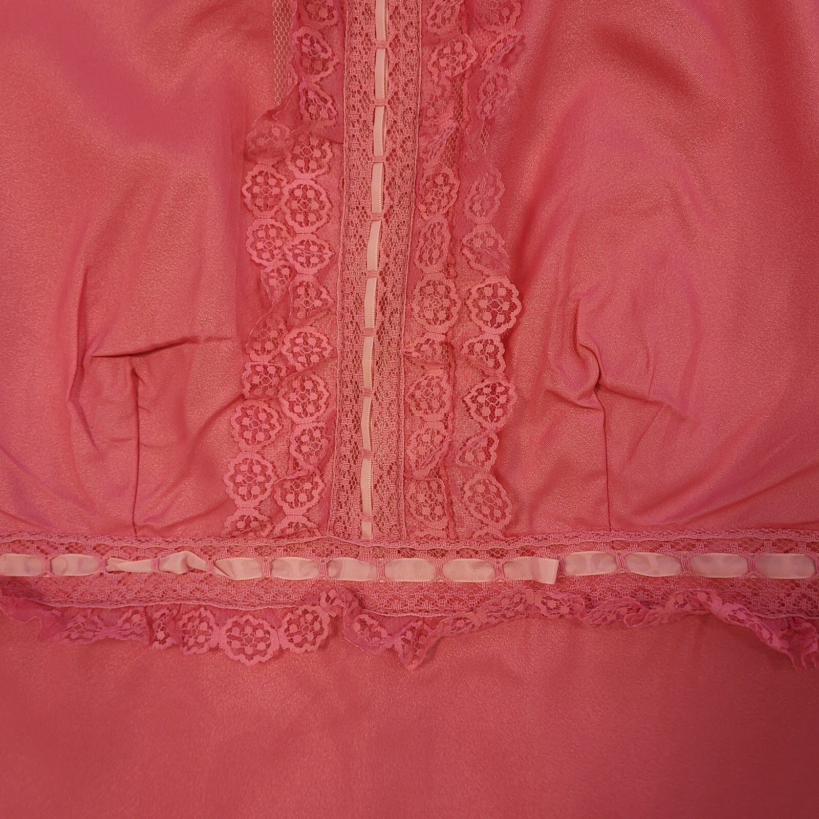 60s Vintage Pink Long Sleeve Maxi Dress Women's Size 14