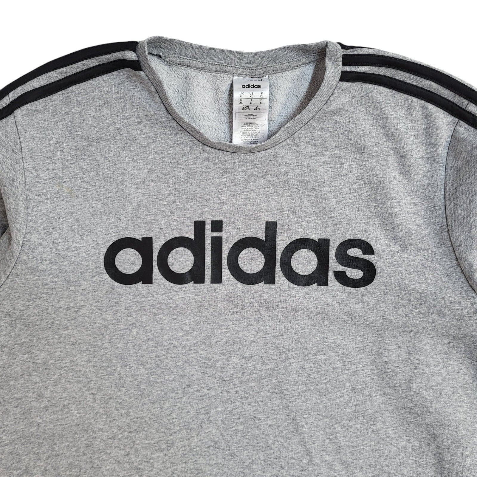 Adidas Sports Sweatshirt Grey Crew Neck 90's Vintage UK Men's Size XL