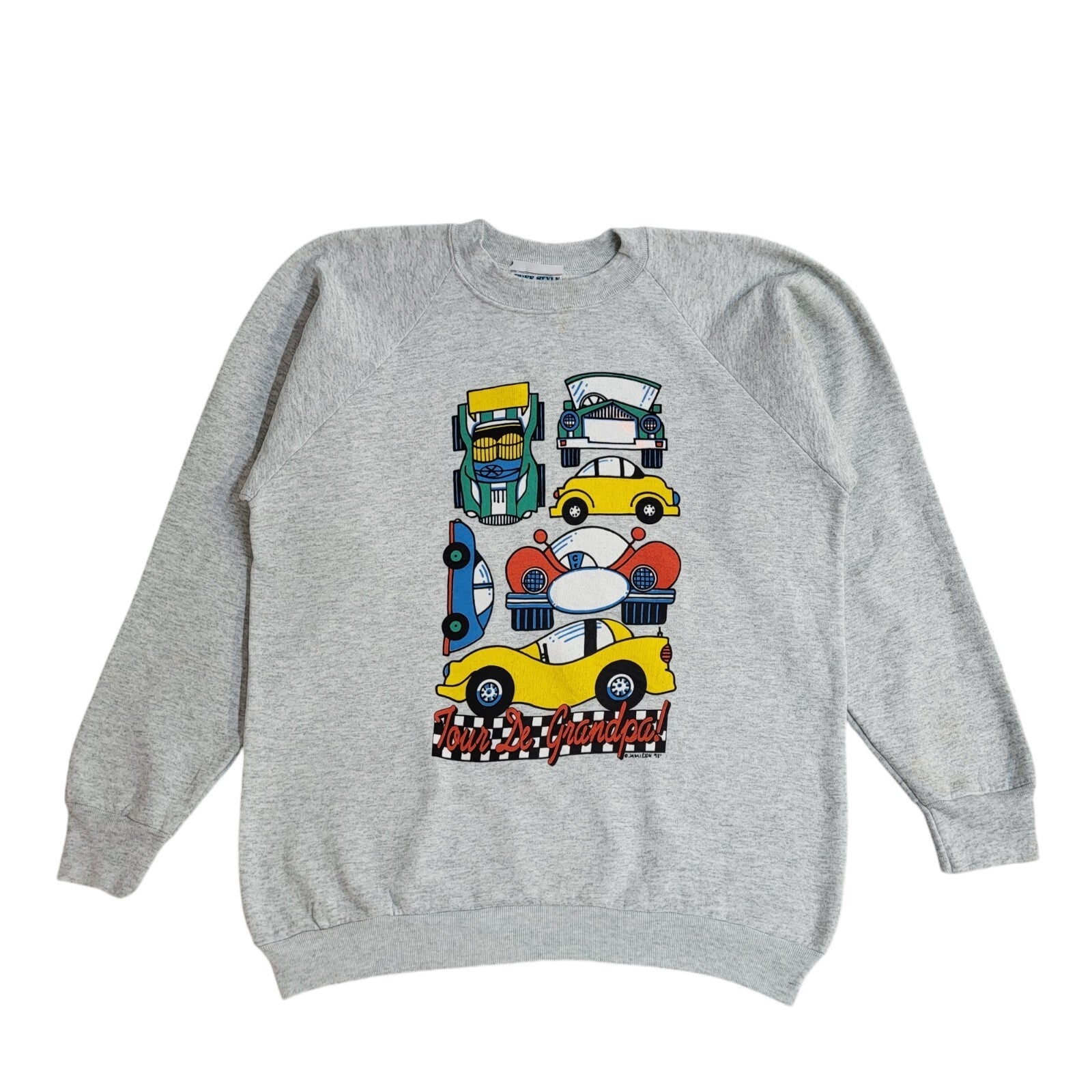 Free Style Tour De Grandpa Grey Graphic Print 90s Sweatshirt UK Men's XL