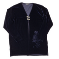 Zapp 90s Vintage Navy Blue Velvet Long Sleeve Top Women's Size L/XL Eu 40-42