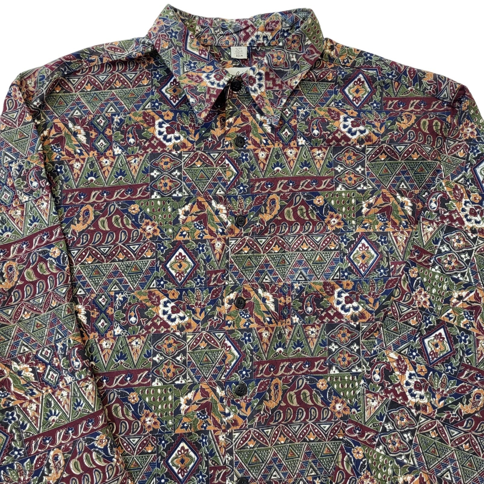 Angelo Litrico 90s Vintage Retro Abstract Long Sleeve Shirt Mens Size Medium.