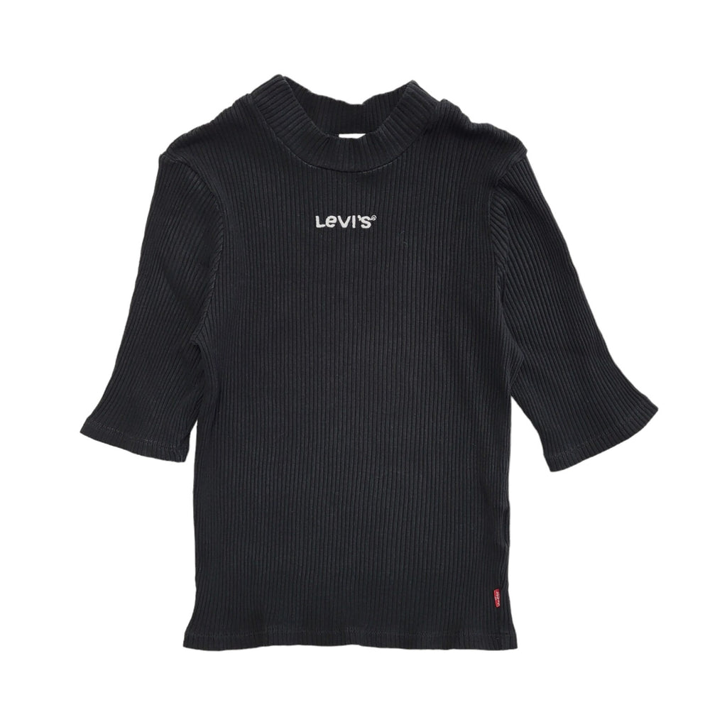 Levi's Y2K Black Round Neck Ribbed Short Sleeve Top Womens UK Size XS