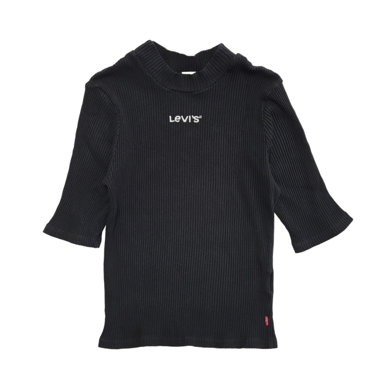 Levi's Y2K Black Round Neck Ribbed Short Sleeve Top Womens UK Size XS