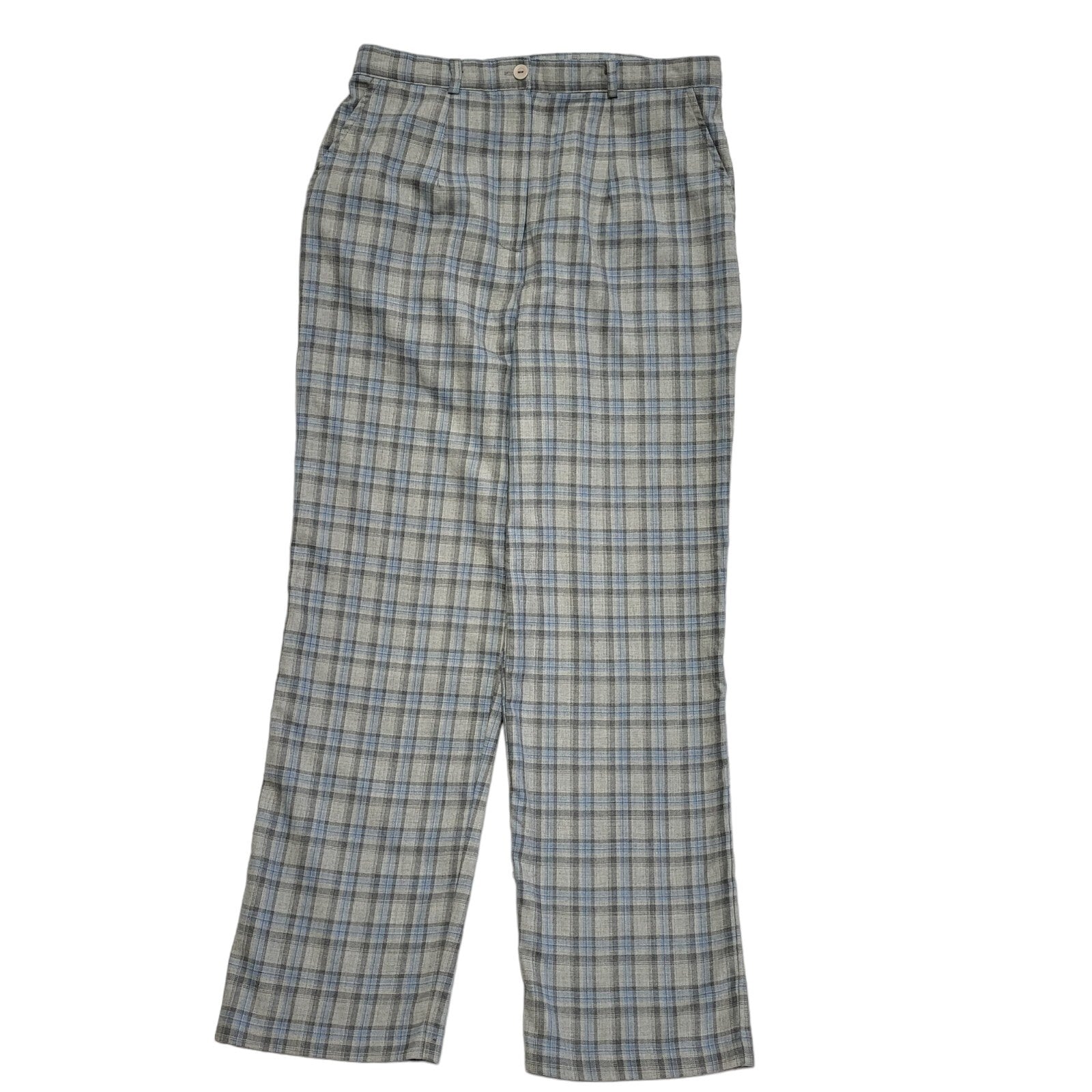 Country Collection 90s Grey Blue Check Trousers Uk Women's 14 W32 L29
