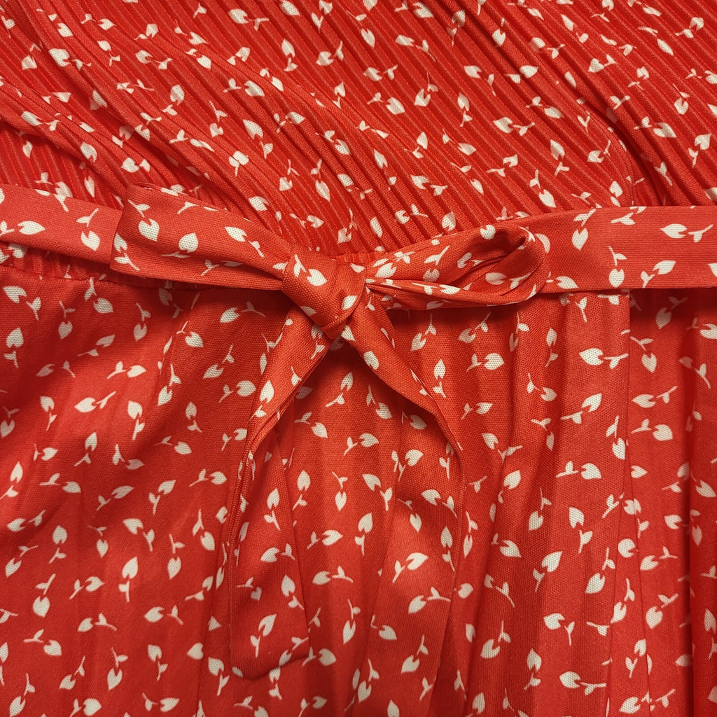 Vintage 80s Red & White Sleeveless Daywear Dress Uk Women's Size 12