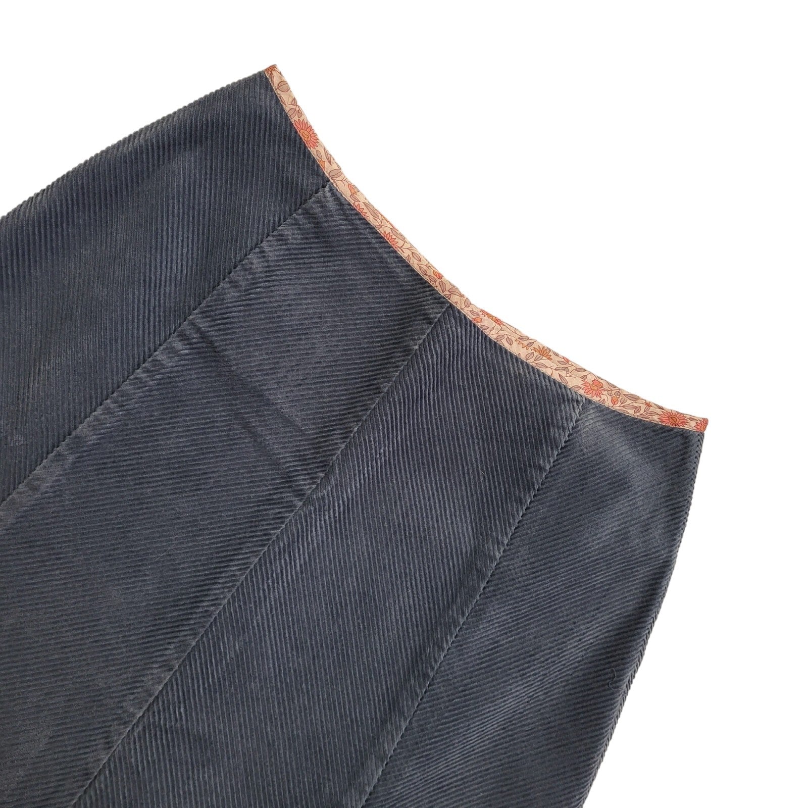 East Vintage 90's Blue Corduroy A-Line Midi Skirt Womens UK 10 W28