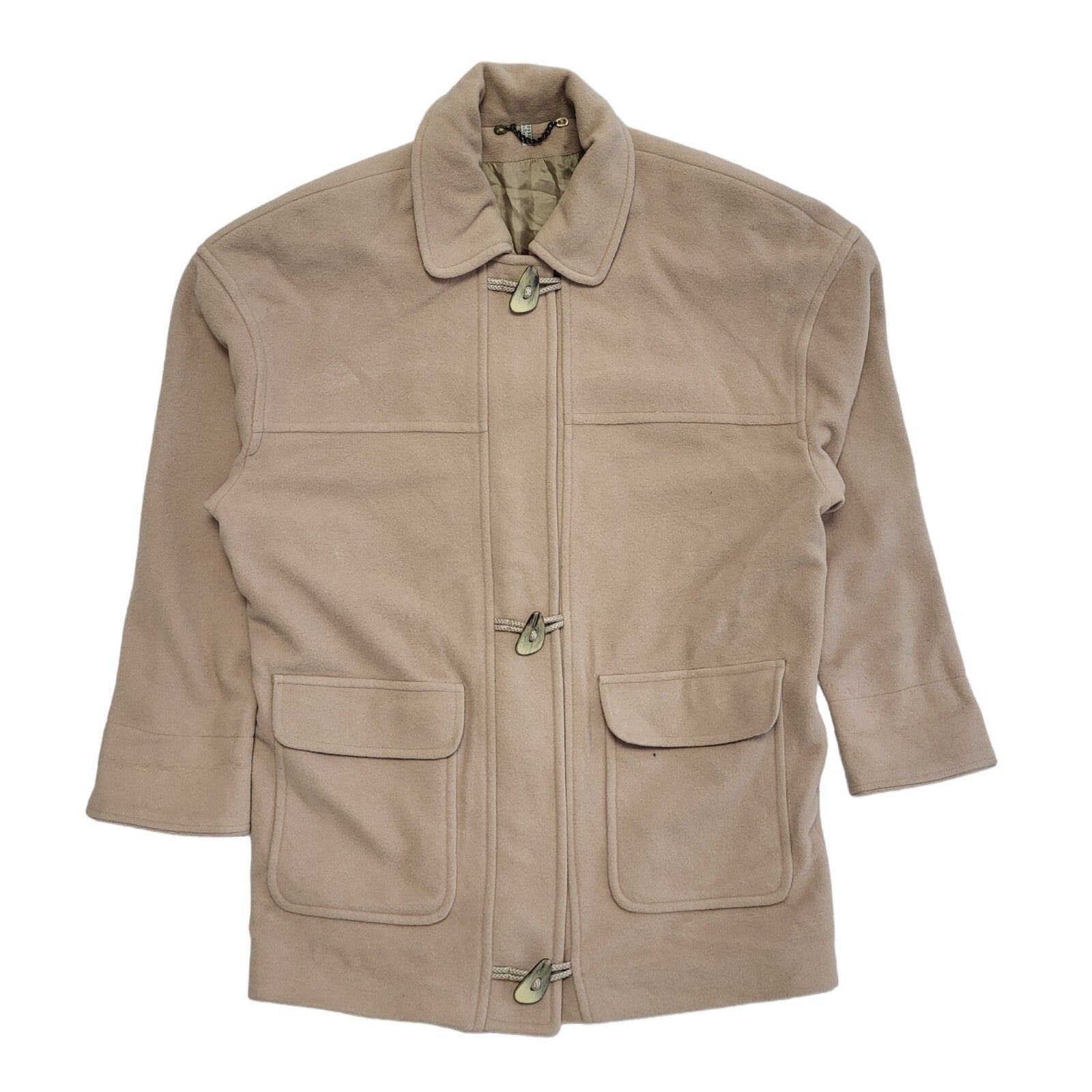 Berghaus 90s Vintage Beige Wool Button/Zip Coat Uk Women's Size 14