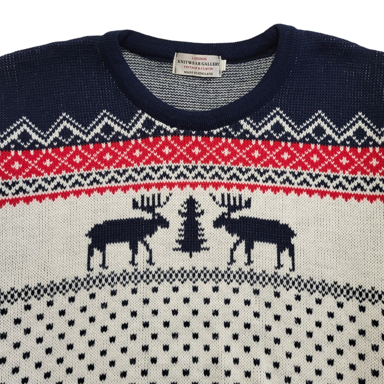 London Knitwear Vintage 90's Blue,White & Red Christmas Jumper Mens UK XL
