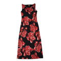 Gina Bacconi Vintage 90s Red Black Floral Sleeveless Dress Uk Women's Medium
