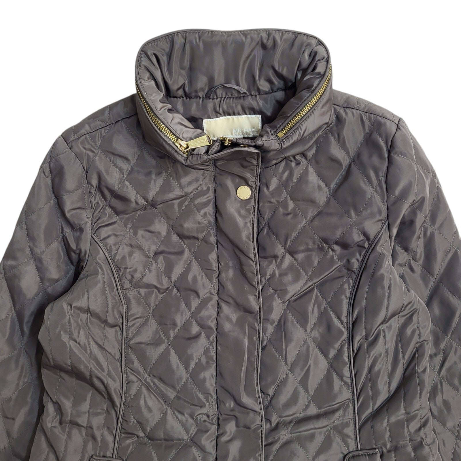 Michael Kors Vintage Y2k Grey Quilted Coat Uk Women's UK Small