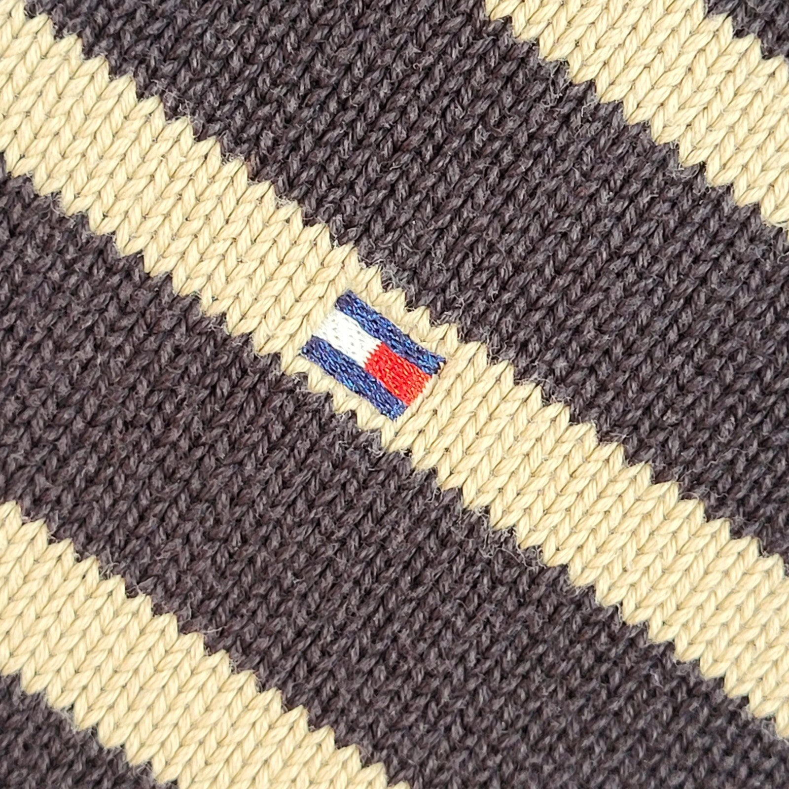 Tommy Hilfiger Blue & Beige Striped High Neck Jumper Uk Men's Size Large
