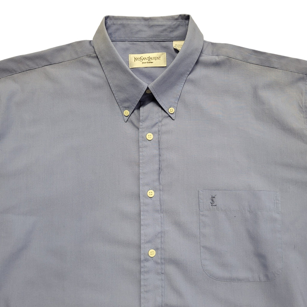Yves Saint Laurent Vintage 90s Blue Long Sleeve Shirt Uk Men's Size XL