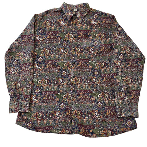 Angelo Litrico 90s Vintage Retro Abstract Long Sleeve Shirt Mens Size Medium.