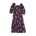 70s Vintage Purple Floral Puffed Shoulder Maxi Dress Women's 8
