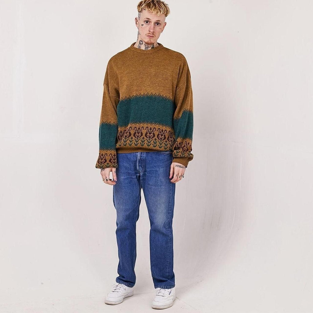 Peter Werth Brown Vintage 90s Crew Neck Jumper Uk Men's Size XL