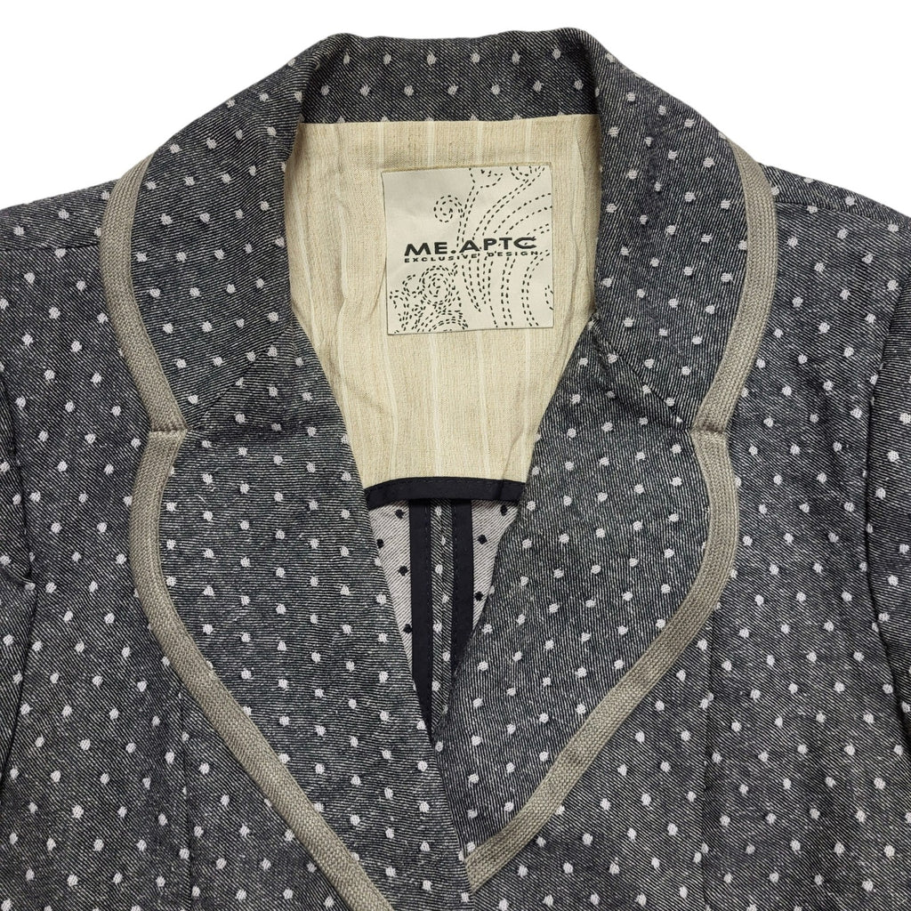 Me Aptc Vintage 90's Grey Polka Do Button Front Blazer Jacket Womens UK Size 12