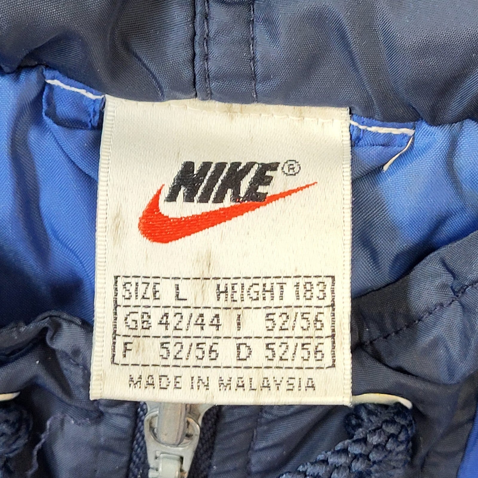 Nike 90s Vintage Blue 1/4 Zip Sports Hooded Jacket Men's Size Large
