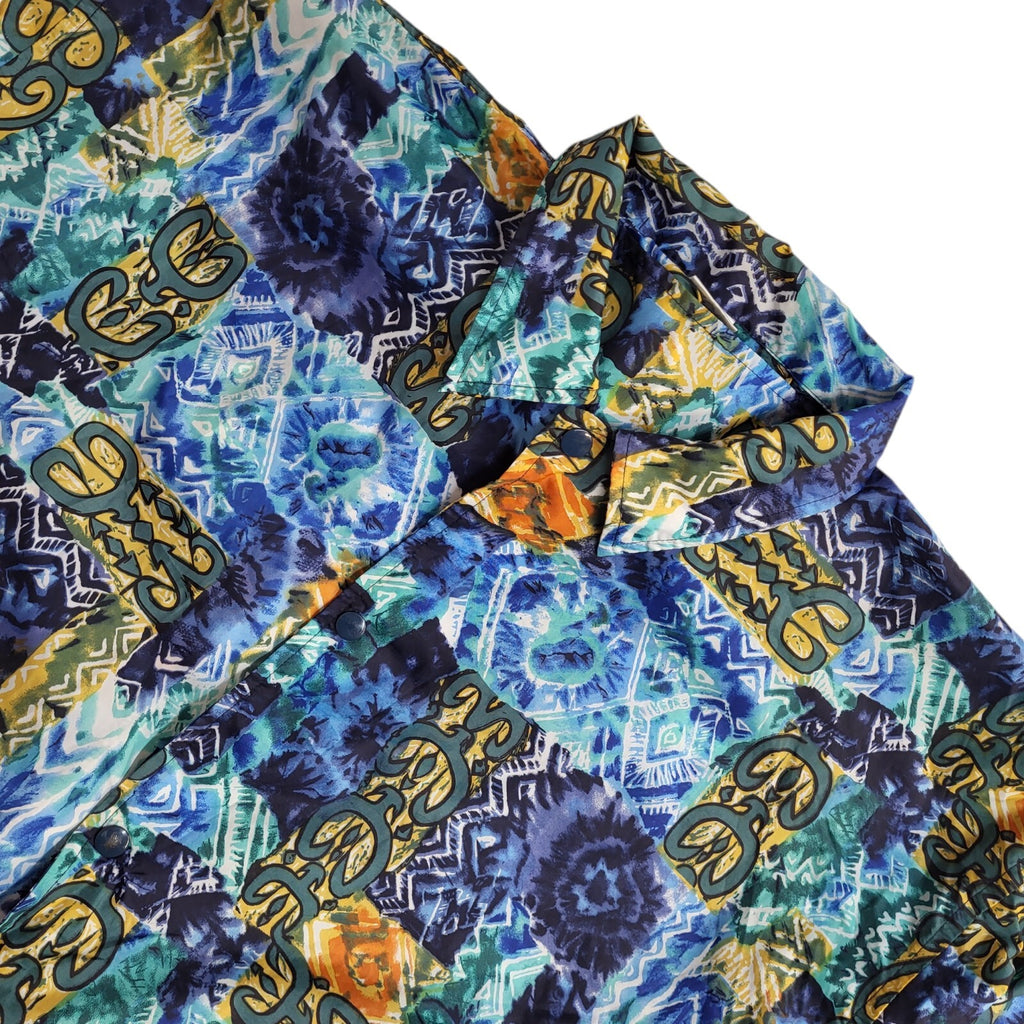 Vintage Blue Windbreaker 90s Snap Vintage Geometric Jacket Uk Men's Size XL