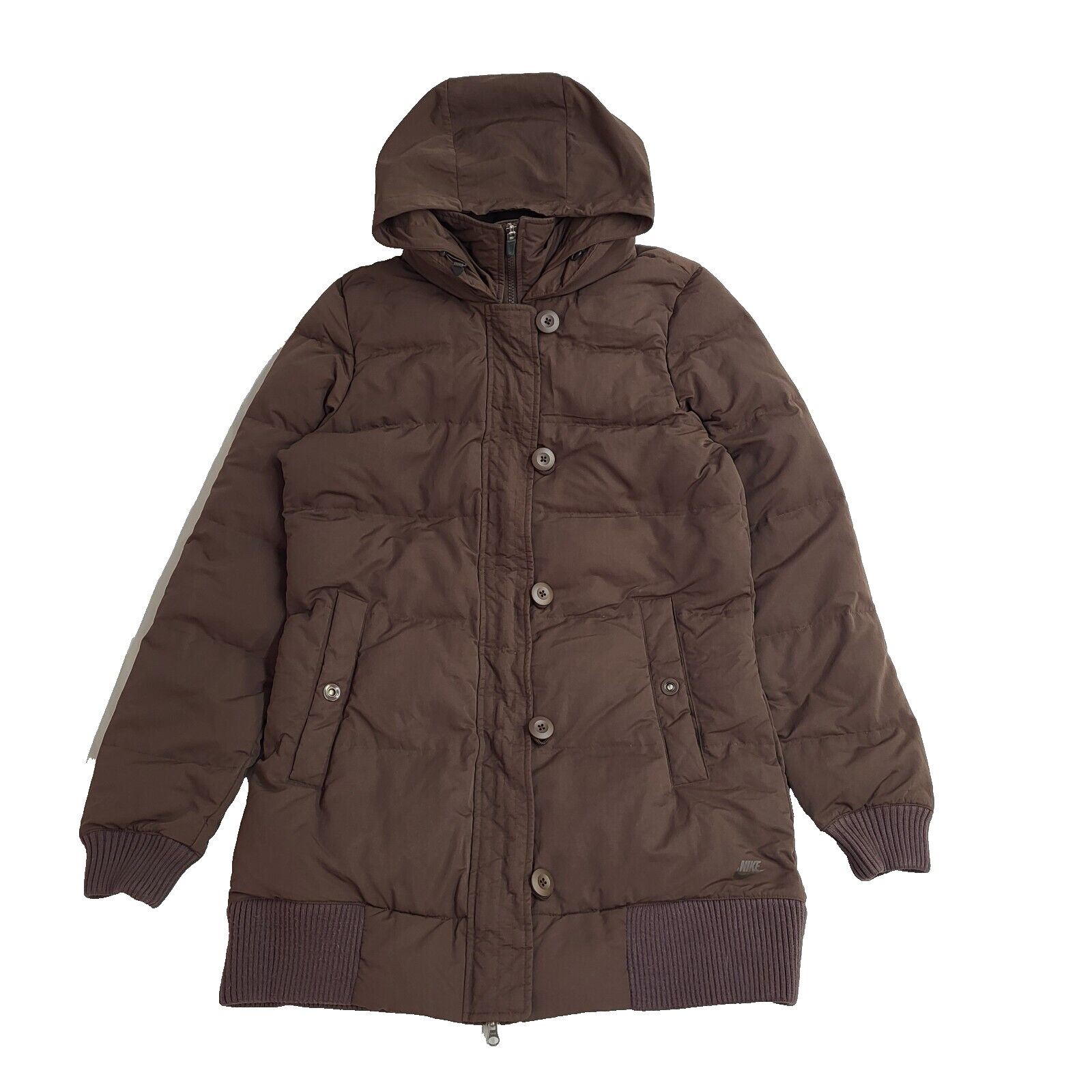 Nike Brown Y2k Sports Hooded Sports Rain Coat UK Women's Size L (12-14)