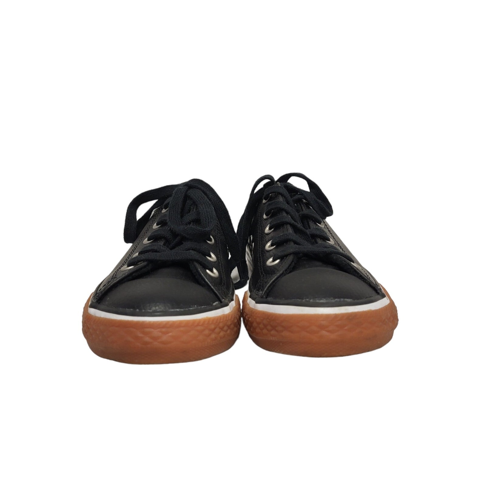 Converse All Star Black Low Top Leather Lace Up Boots Uk 1