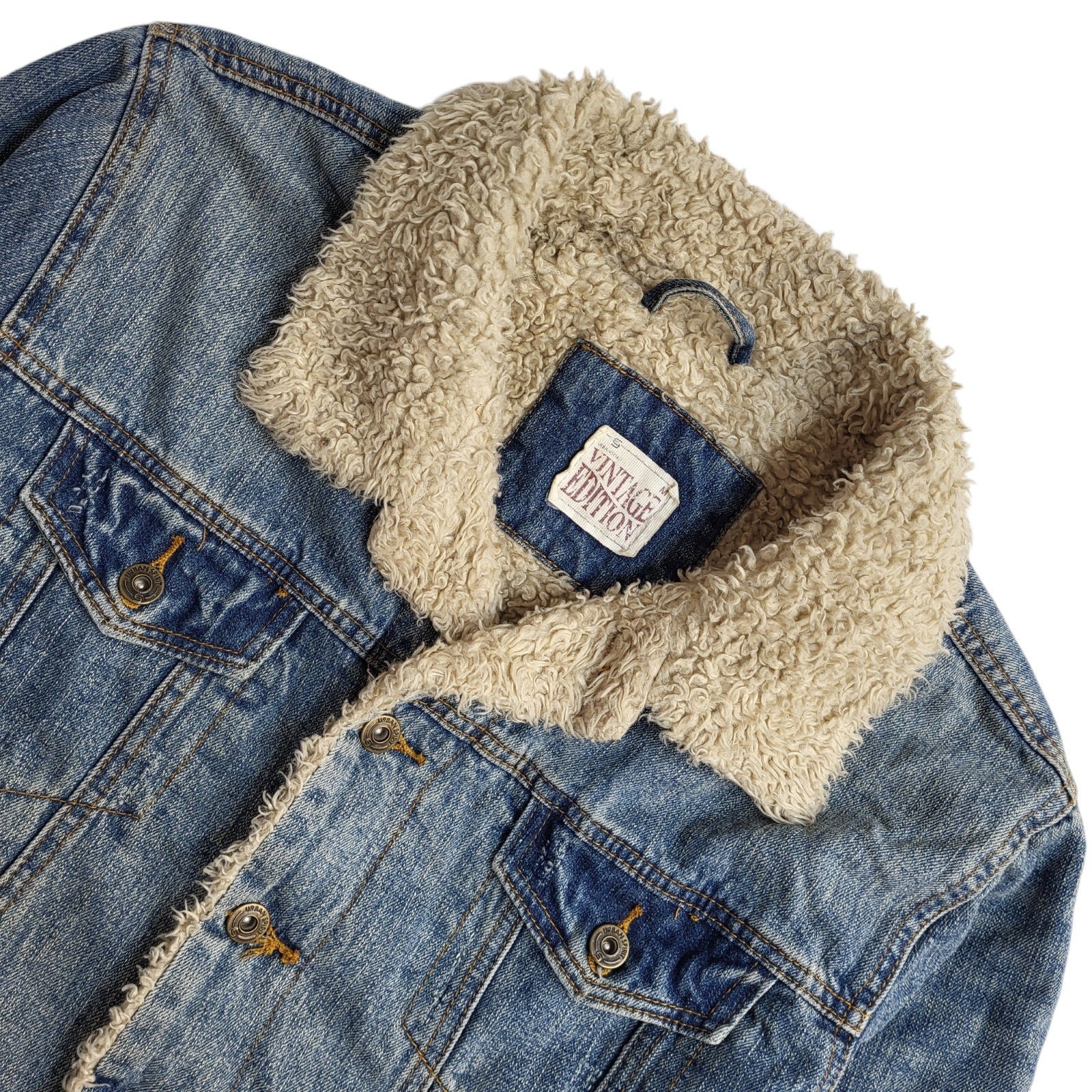 Vintage Edition Blue 80s Button Denim Jacket Uk Men's Size Small