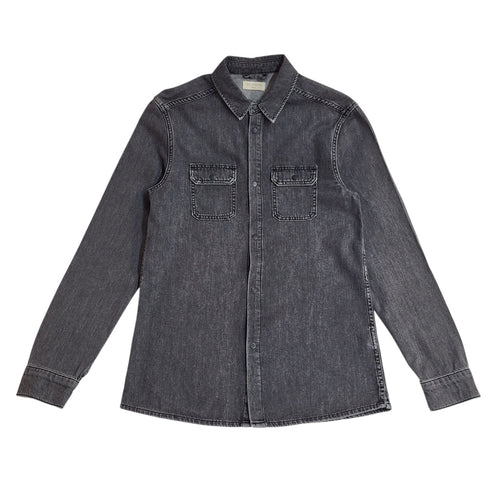Allsaints Y2k Grey Pearl Snap Long Sleeve Cowboy Denim Shirt Men's UK Size S