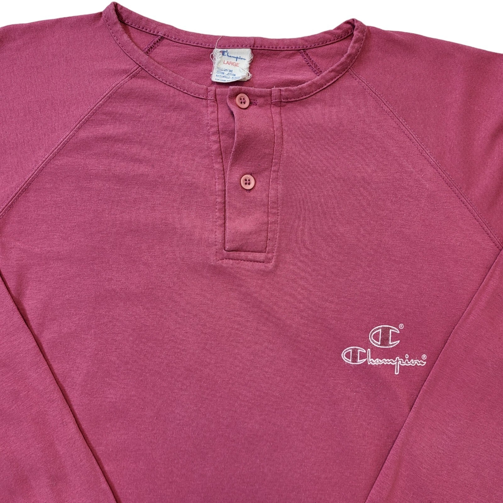 90s Vintage Champion Pink 1/4 Button Sweatshirt Jumper Men's Size Large