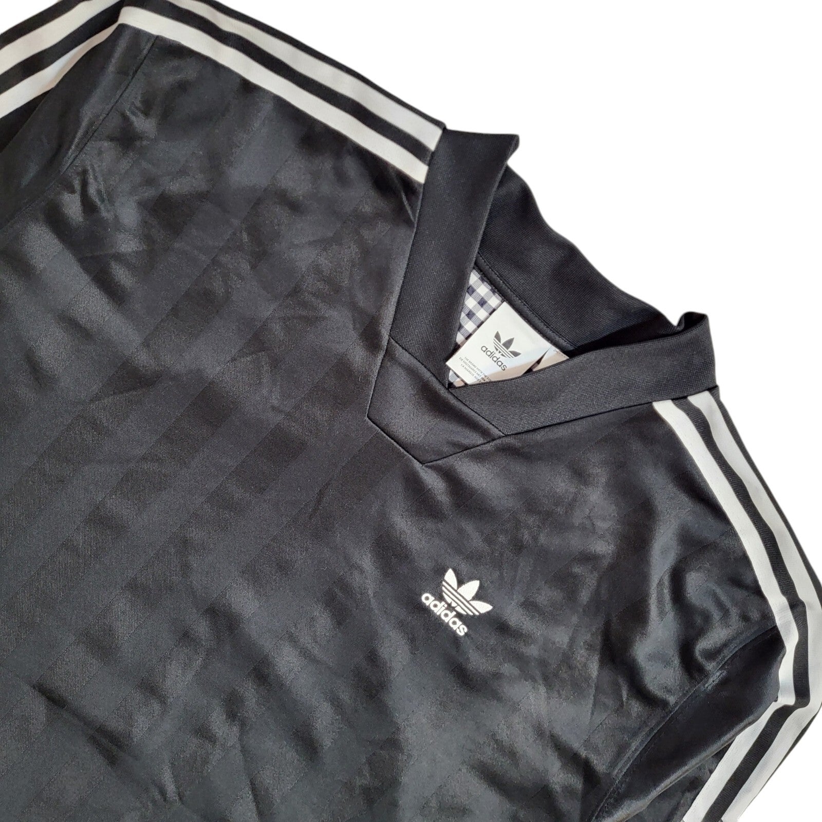 Adidas Black 90s Sports Sweatshirt V-Neck Checked Back UK Men's XXL