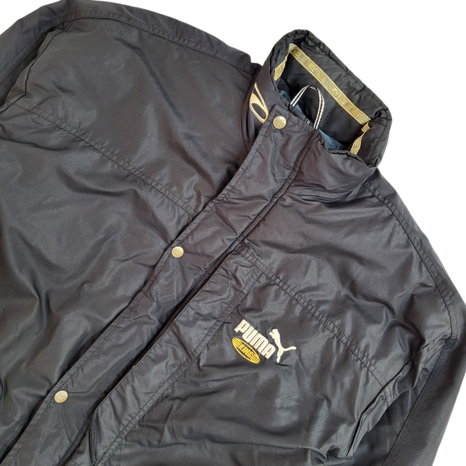 Puma King Vintage Y2k Black Zip & Snap Sports Jacket UK Men's Size Small