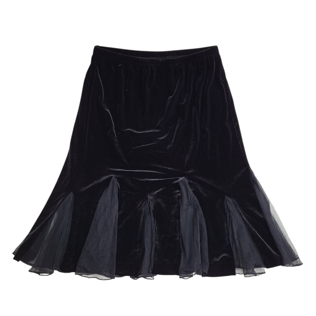 Xscape Usa 90s Skirt A-Line Black Velour Midi Women's UK 16 BNWT