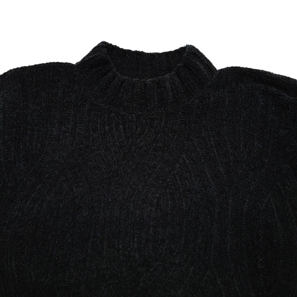 Classic 80s Vintage Black Acrylic Cardigan Women's Size 12-14